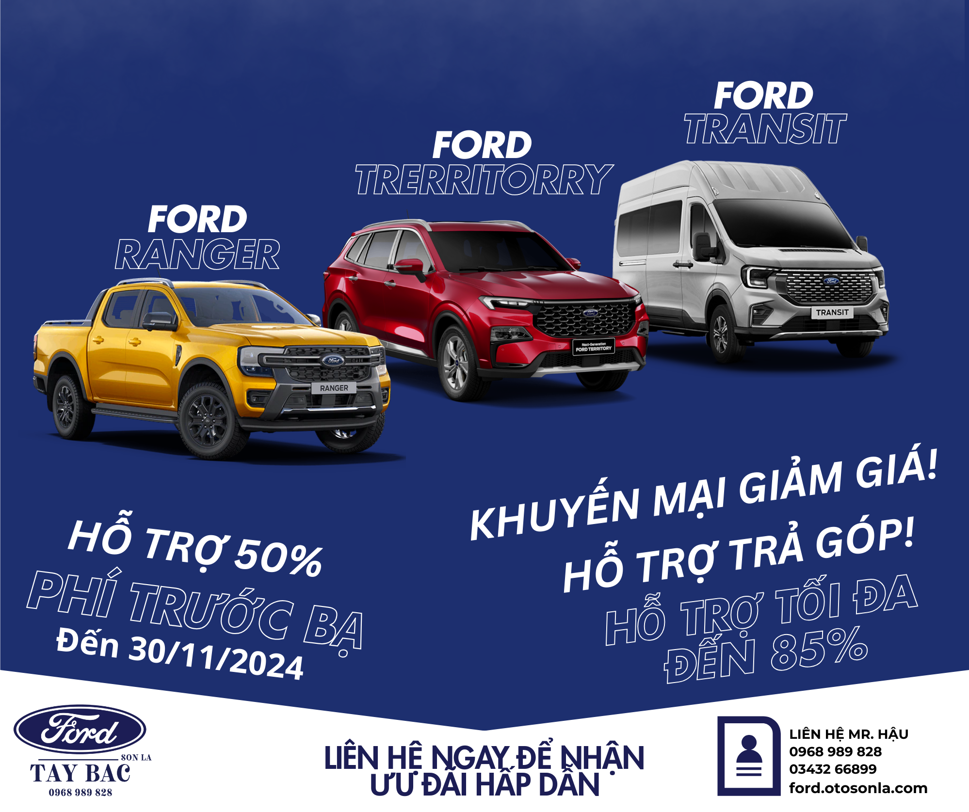 ƯU ĐÃI ĐẶC BIỆT CUỐI NĂM 2024 - GIẢM 50% LỆ PHÍ TRƯỚC BẠ CHO CÁC DÒNG XE FORD HOT NHẤT!